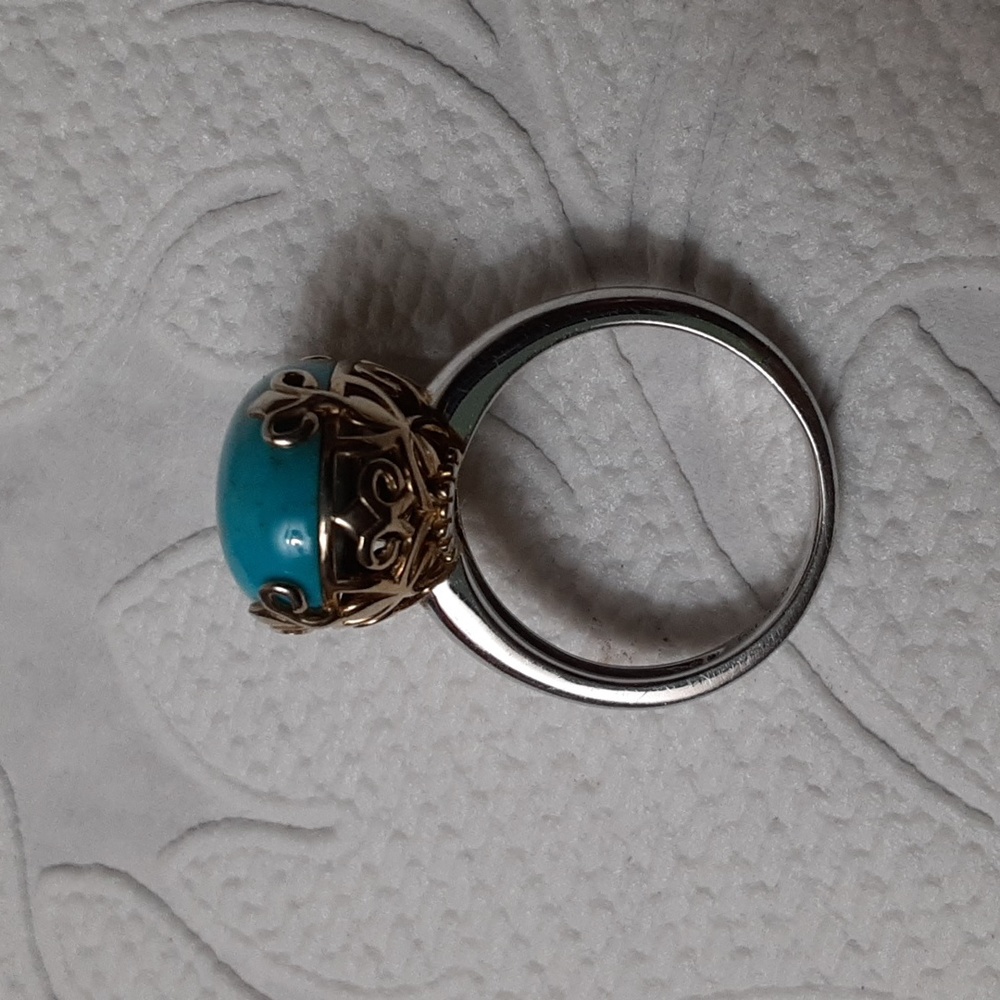 925 Genuine Turquoise, Gold over Sterling. FIRM. - Picture 13 of 16